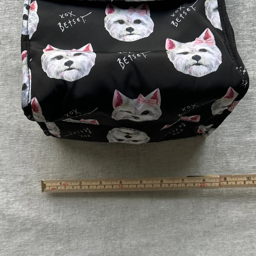 Betsey Johnson Black and White Dog Print Insulated Lunch Bag